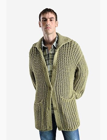 Casaco de malha canelada oversized com meia gola alta giesto