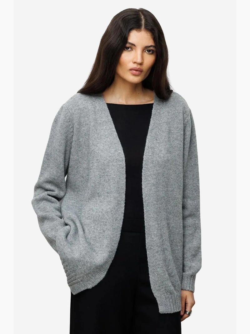 Casaco de malha canelada oversized mixray Cinza - Kiabi