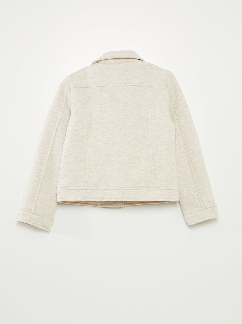 Casaco de malha com abertura com fecho assimétrica BEGE - Kiabi