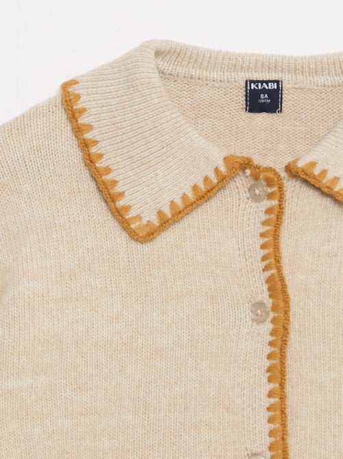 Casaco de malha com abertura de botões e bolsos aplicados - Kiabi