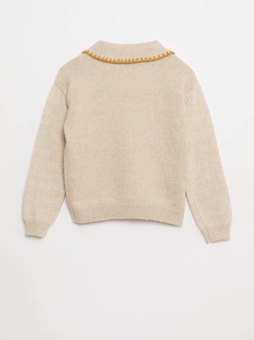 Casaco de malha com abertura de botões e bolsos aplicados - Kiabi