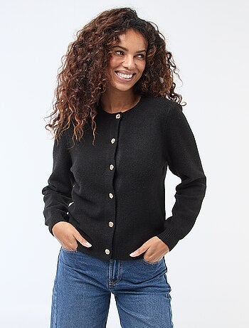 Colete de malha com botões dourados