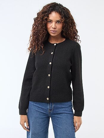 Colete de malha com botões dourados