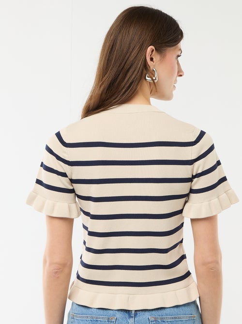 Casaco de malha com botões e mangas com folhos - Kiabi