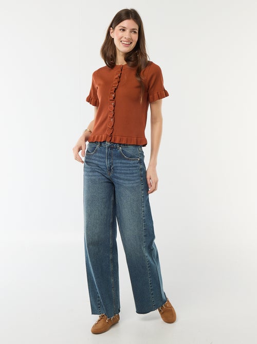 Casaco de malha com botões e mangas com folhos - Kiabi