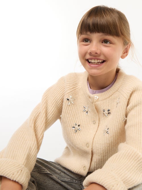 Casaco de malha com detalhes em pérolas - Kiabi