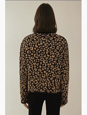 Casaco de malha com estampado leopardo de corte descontraído hiccup