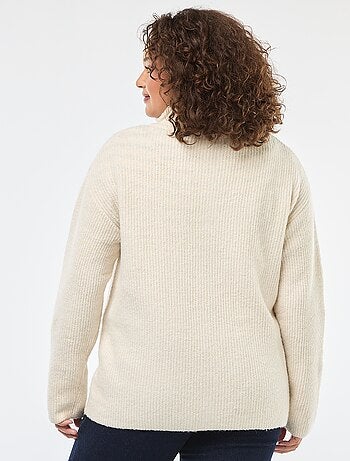 Casaco de malha com fecho de correr e gola alta