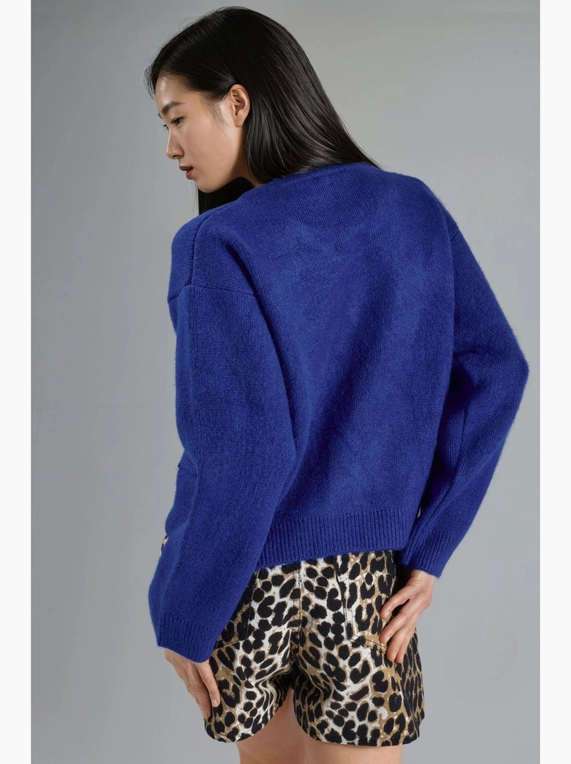 Casaco de malha com fecho e bolsos my fashion Azul-cobalto - Kiabi
