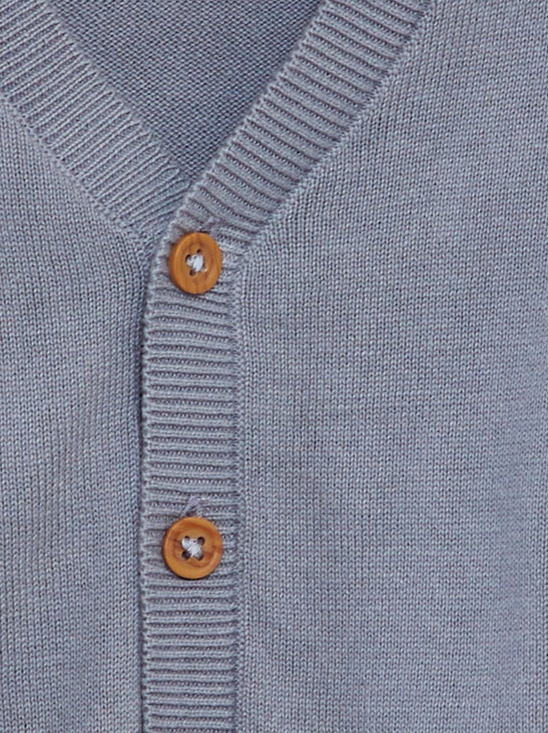 Casaco de malha com gola em bico AZUL - Kiabi