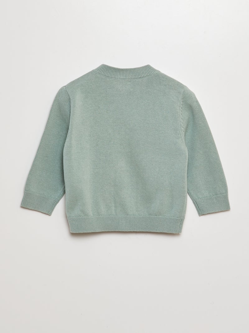 Casaco de malha com gola em bico VERDE - Kiabi