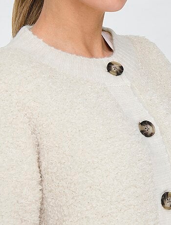 Casaco de malha com gola redonda liso