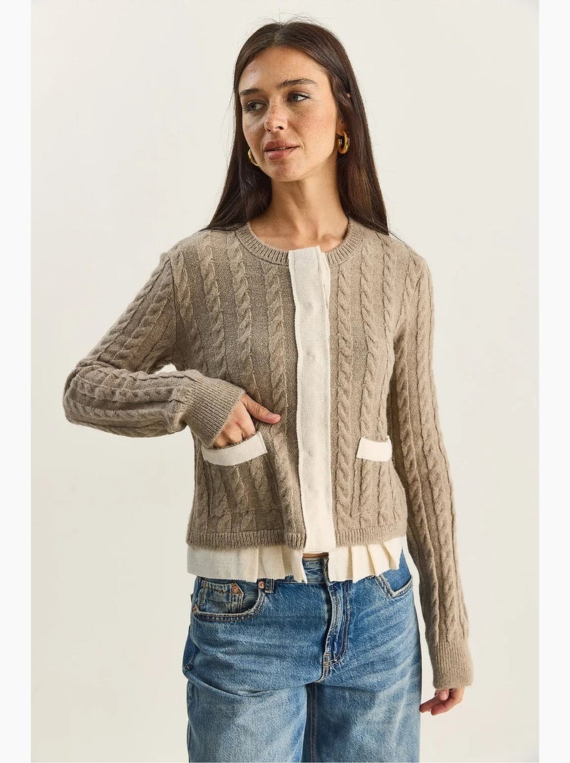 Casaco de malha com padrão de cabelo e barba lucci Bege-argila - Kiabi