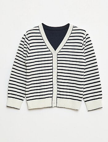 Casaco de malha com padrão de marinheiro reversível