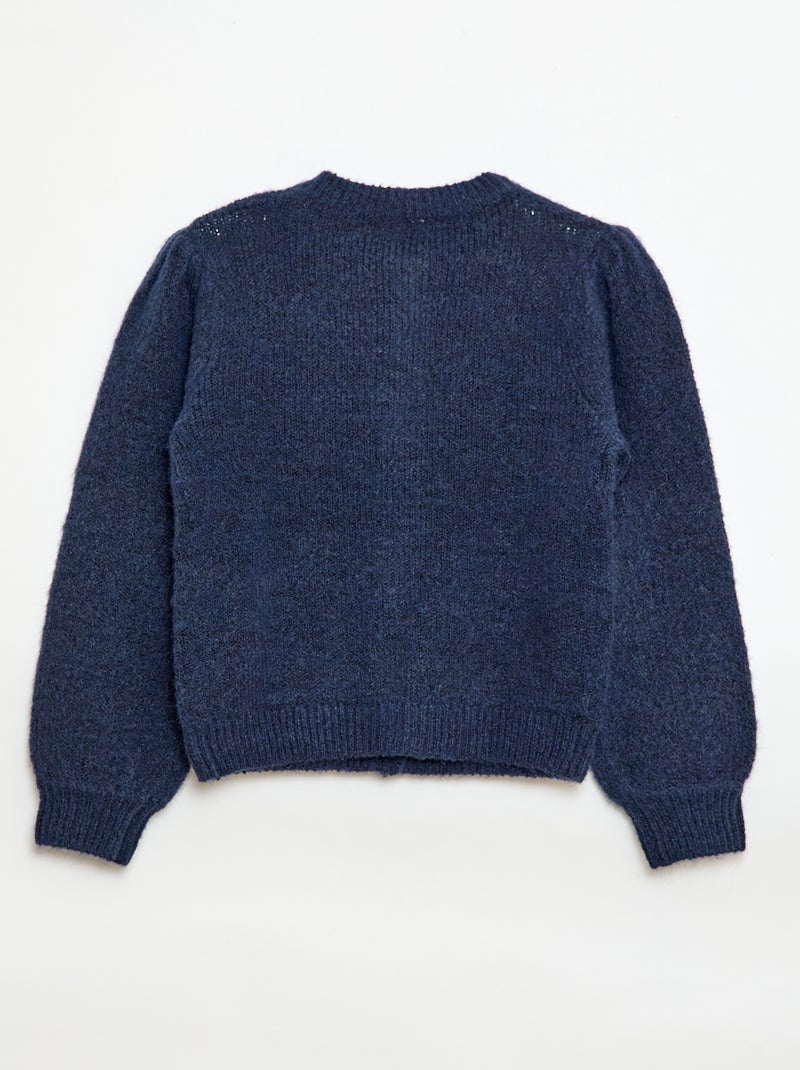 Casaco de malha com padrão rendado Azul - Kiabi