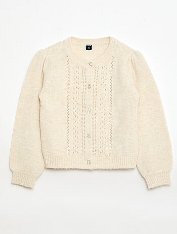 Casaco de malha com padrão rendado