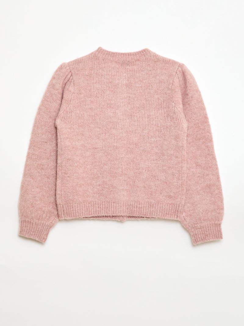 Casaco de malha com padrão rendado Rosa - Kiabi