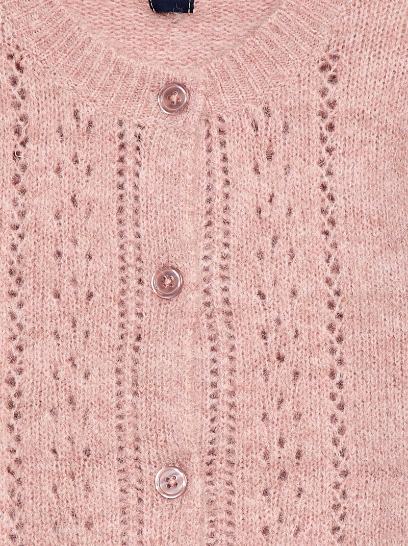 Casaco de malha com padrão rendado Rosa - Kiabi