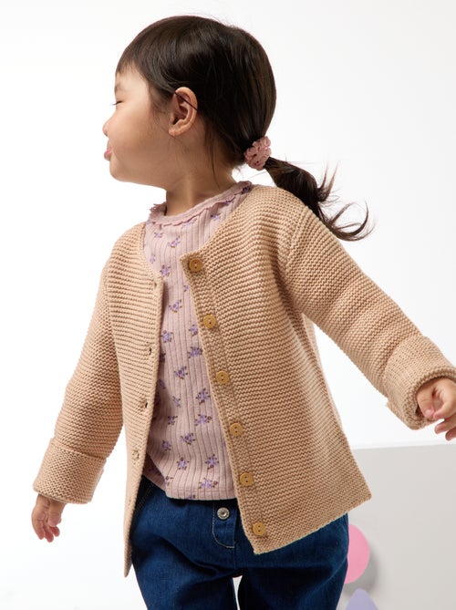 Casaco de malha com ponto musgo - Kiabi