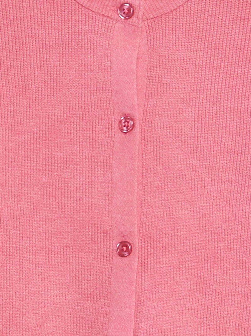 Casaco de malha com punhos com folhos Rosa - Kiabi