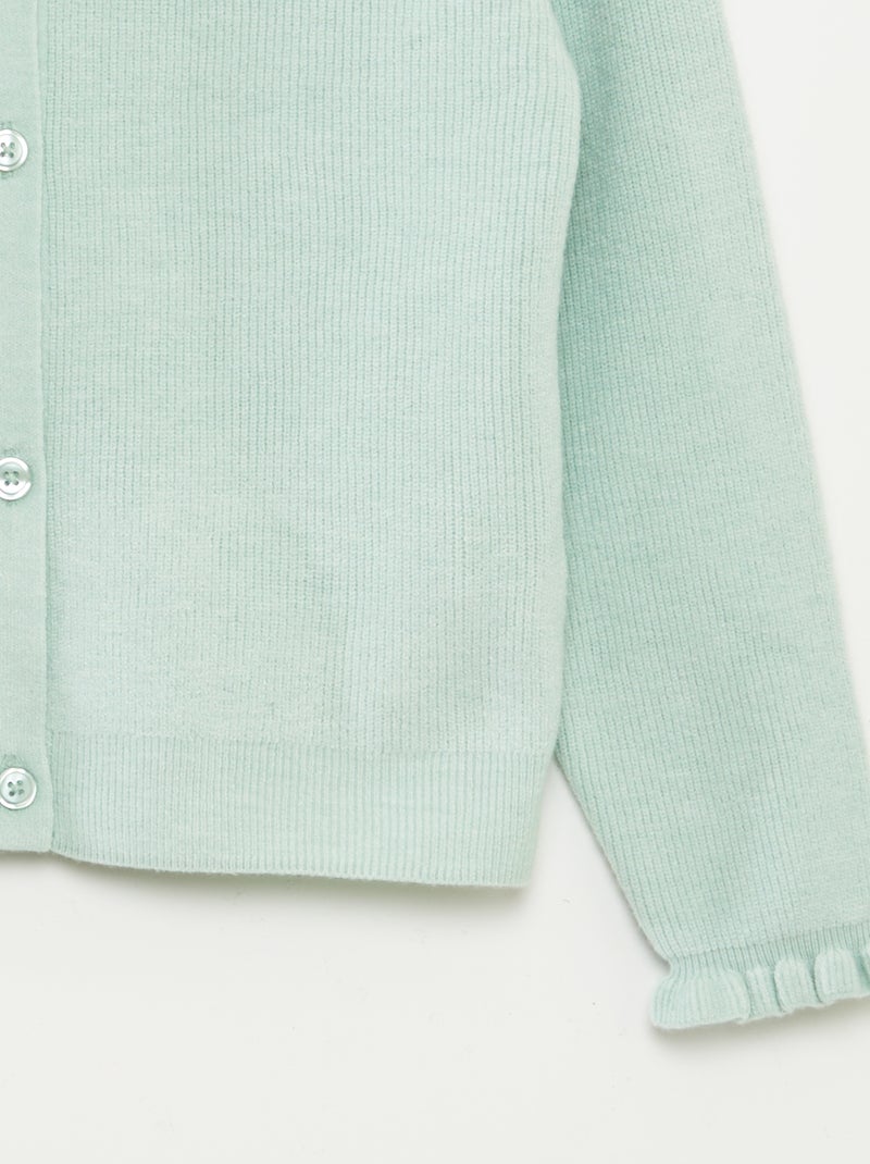 Casaco de malha com punhos com folhos VERDE - Kiabi