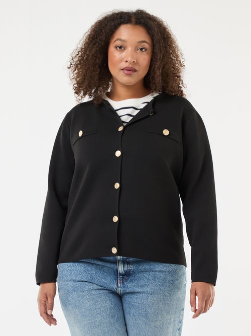 Casaco de malha com relevo e botões retro - Kiabi