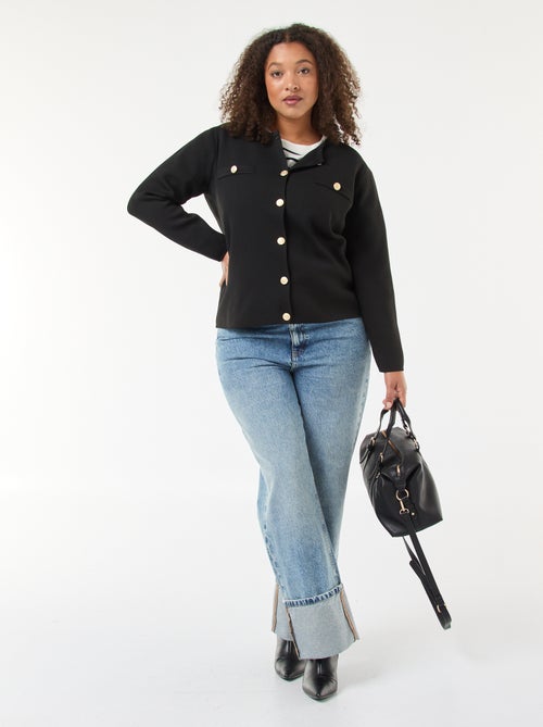 Casaco de malha com relevo e botões retro - Kiabi