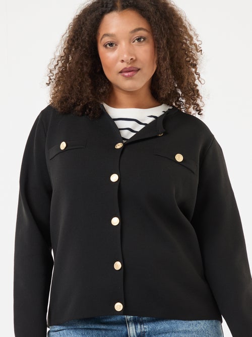 Casaco de malha com relevo e botões retro - Kiabi