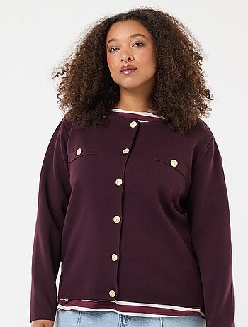 Colete de malha com relevo e botões retro