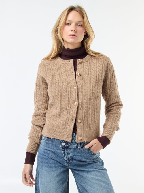 Casaco de malha com torças e botões dourados - Kiabi