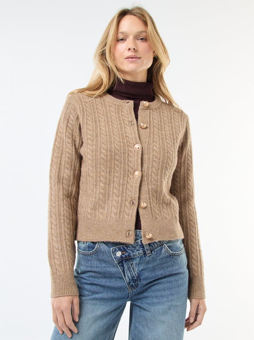 Casaco de malha com torças e botões dourados - Kiabi