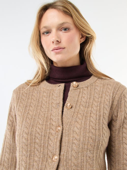 Casaco de malha com torças e botões dourados - Kiabi