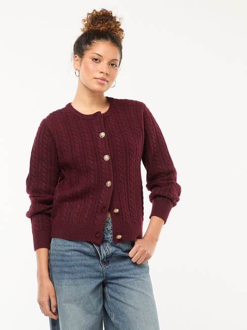 Casaco de malha com torças e botões dourados - Kiabi