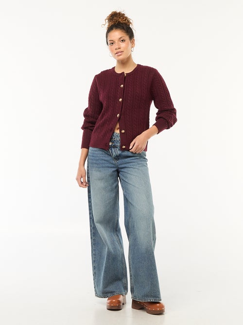 Casaco de malha com torças e botões dourados - Kiabi