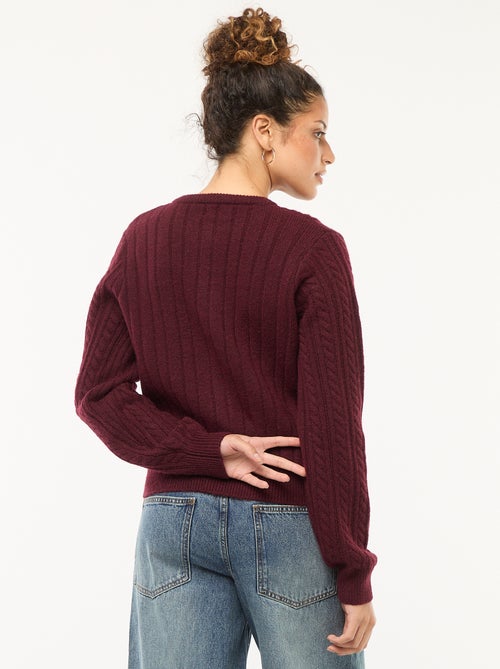 Casaco de malha com torças e botões dourados - Kiabi