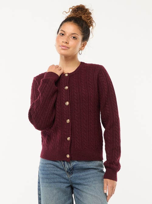 Casaco de malha com torças e botões dourados - Kiabi