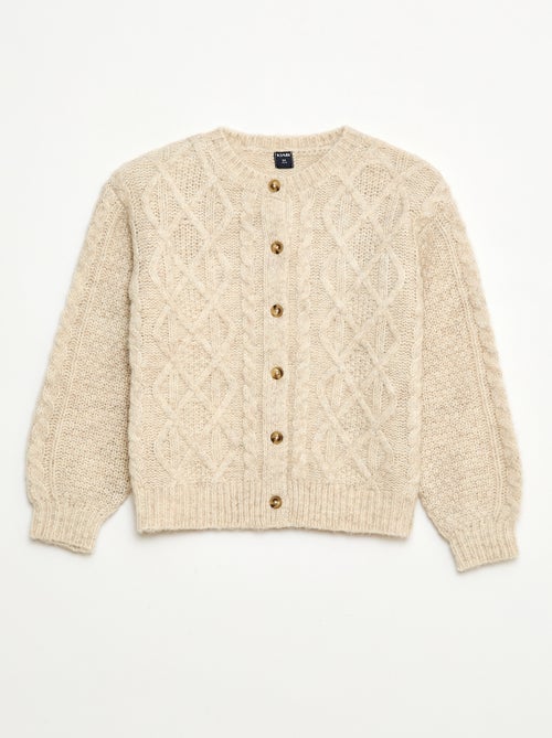 Casaco de malha com torcidos e abertura com botões - Kiabi