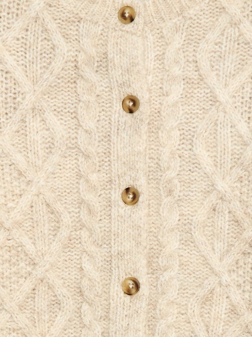 Casaco de malha com torcidos e abertura com botões - Kiabi