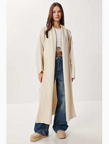 Casaco de malha comprido oversized com gola aberta istanbul