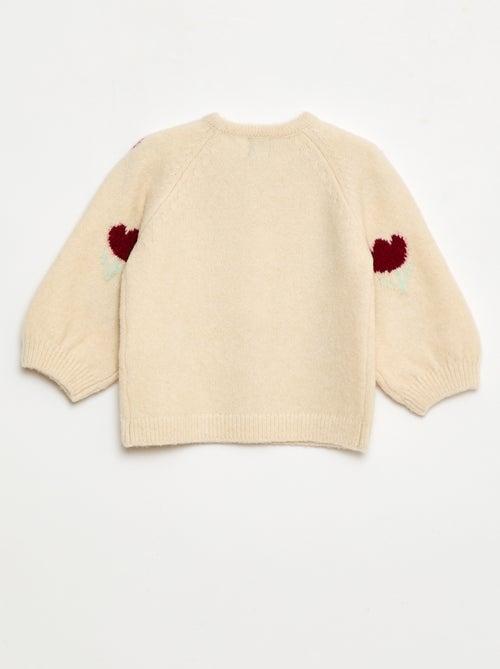 Casaco de malha de gola redonda com flor - Kiabi