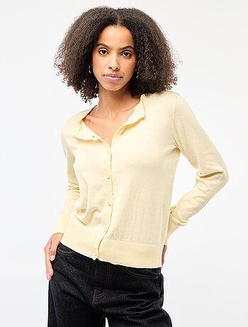 Casaco de malha de gola redonda liso