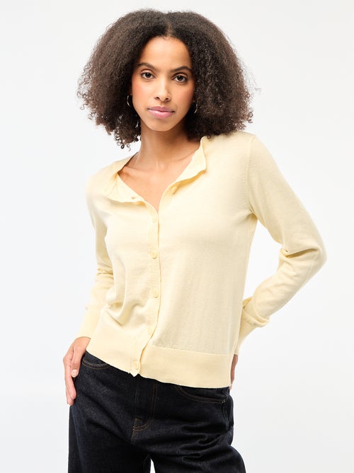 Casaco de malha de gola redonda liso - Kiabi