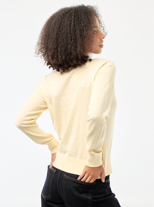 Casaco de malha de gola redonda liso - Kiabi