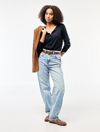 Casaco de malha de gola redonda liso