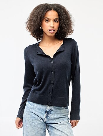 Casaco de malha de gola redonda liso