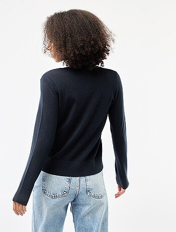 Casaco de malha de gola redonda liso