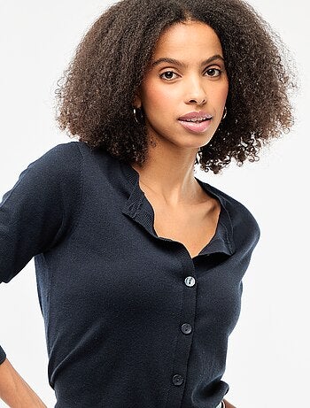 Casaco de malha de gola redonda liso