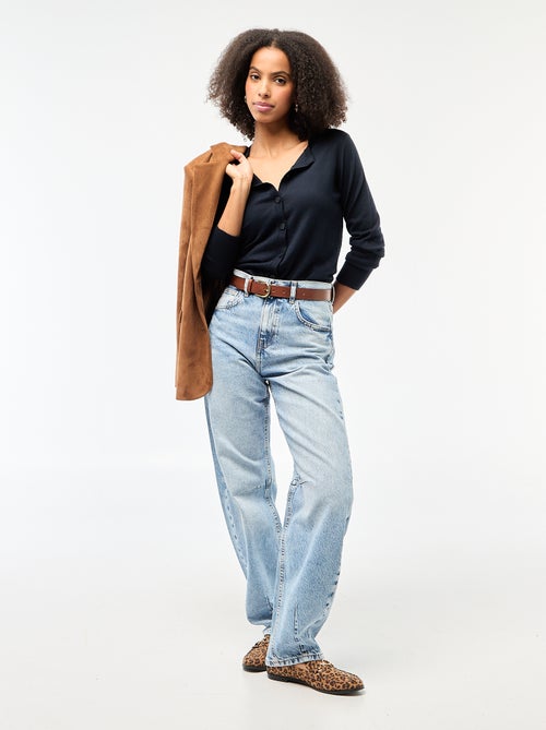 Casaco de malha de gola redonda liso - Kiabi