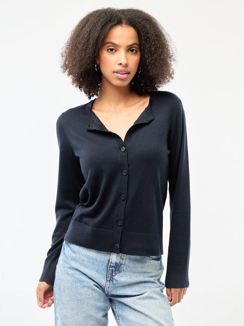 Casaco de malha de gola redonda liso - Kiabi