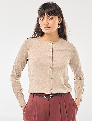 Casaco de malha de gola redonda liso